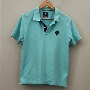 Aqua Polo with Navy Contrast Logo M